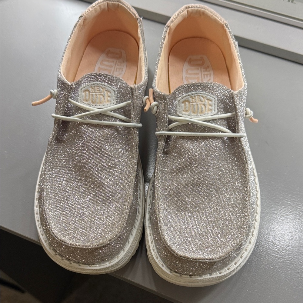 Hey Dude Glittery Rose Gold Shoes